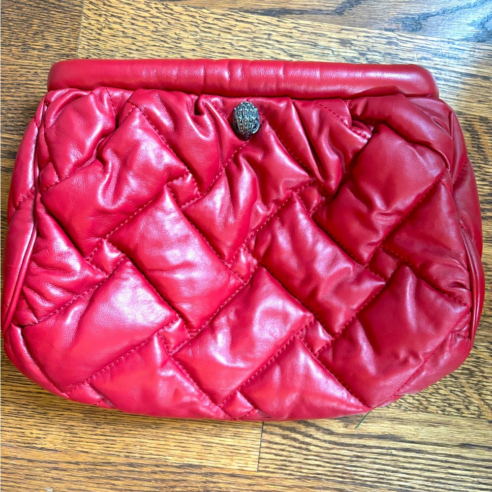 Kurt Geiger red quilted clutch with detachable strap